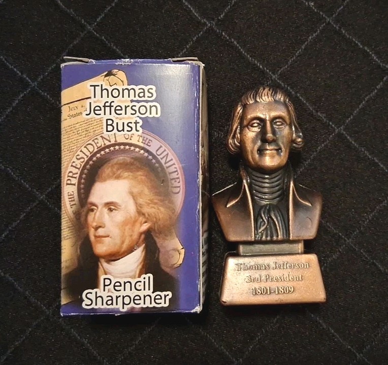 Thomas Jefferson Bronze Die Cast Metal Pencil Sharpener NEW In Box