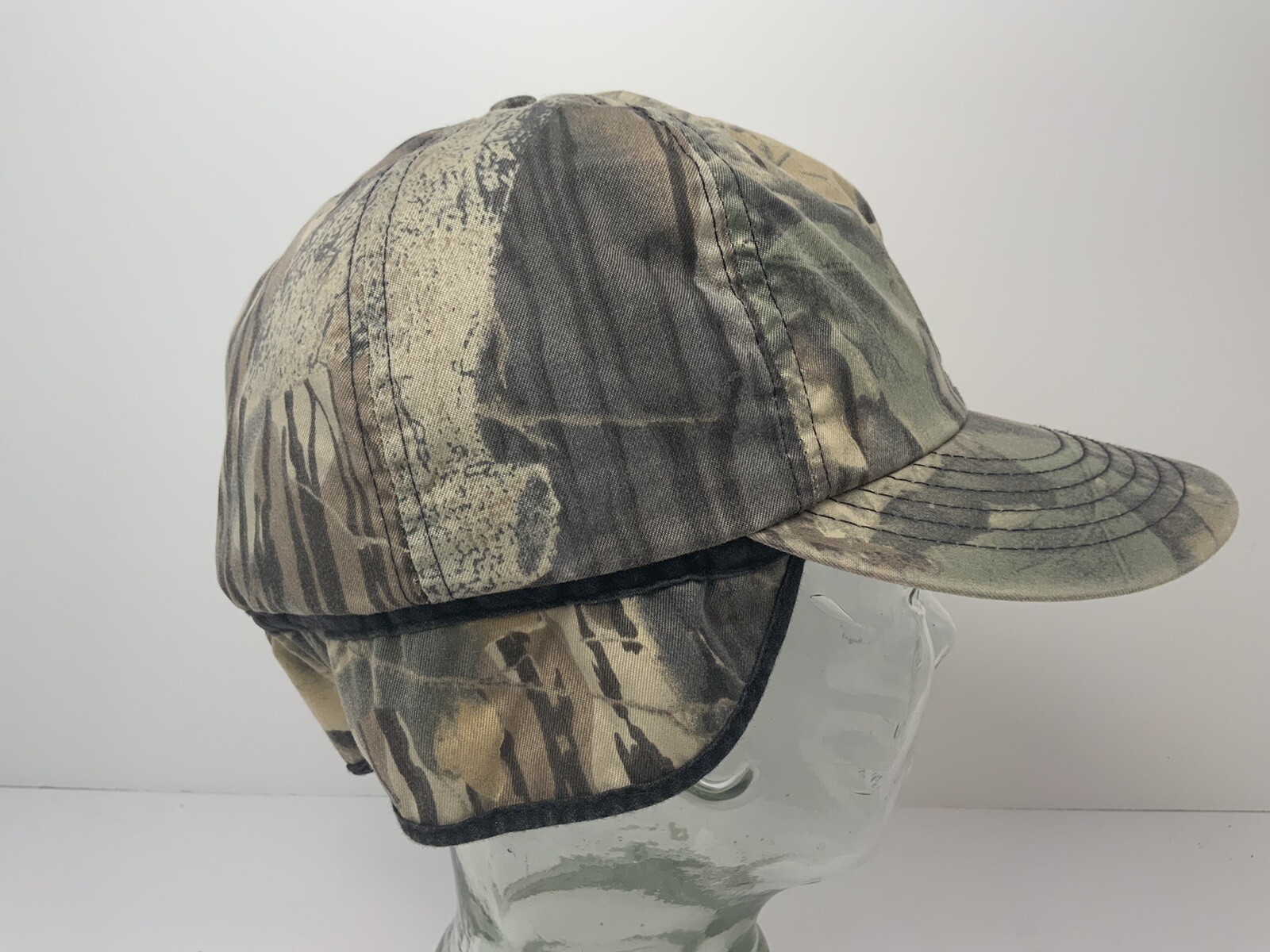 Vintage Cabelas Camo Hat Hunting Lined Cap with Ear Flaps Camouflage Medium EUC