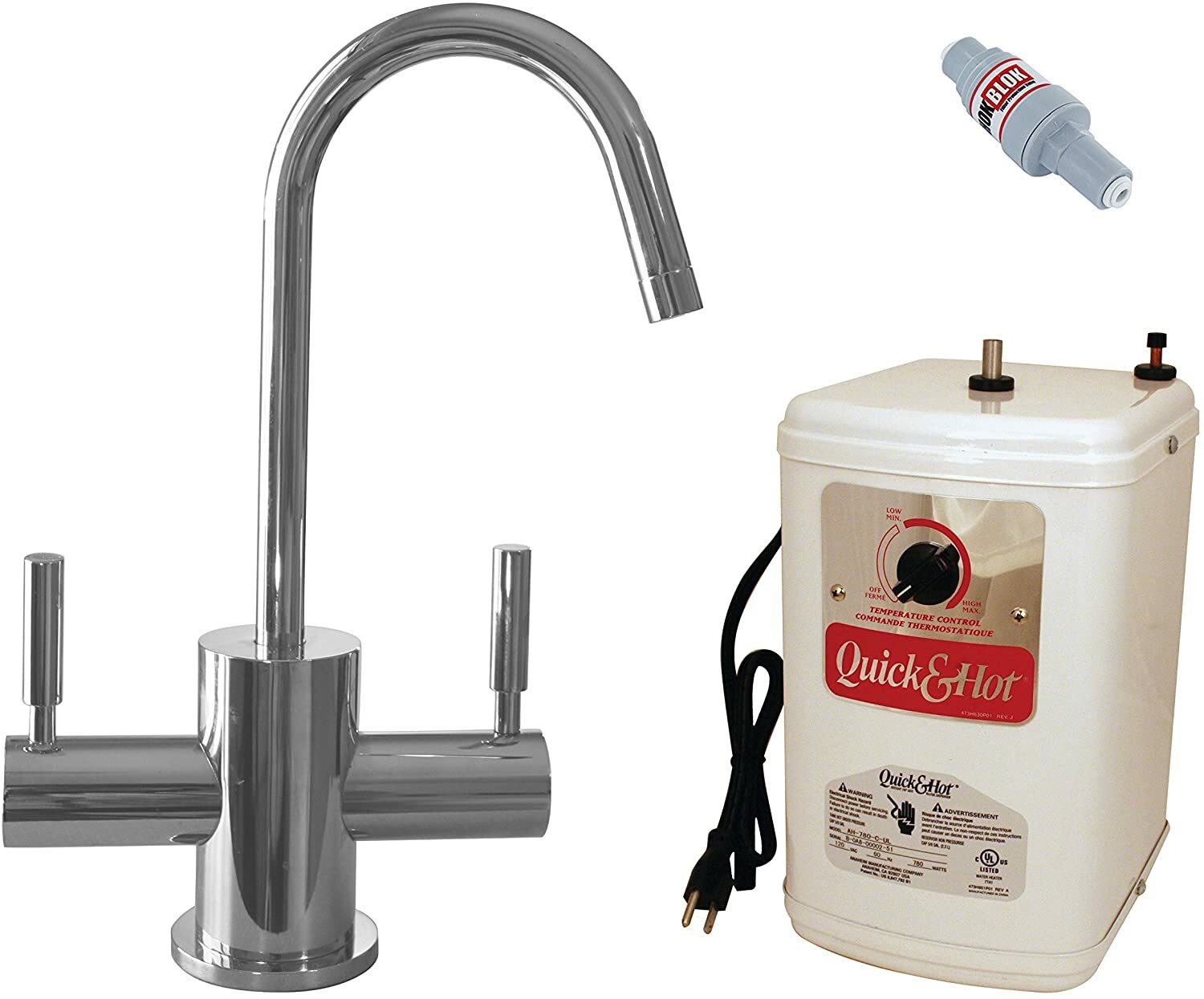 New Open Box Westbrass D2051HFP-26 Hot Water Dispenser, 10", Polished Chrome