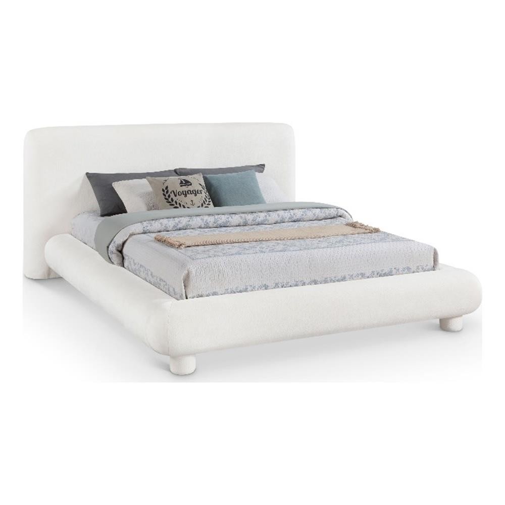 Bowery Hill Contemporary Cream Chenille Fabric Upholstered King Bed
