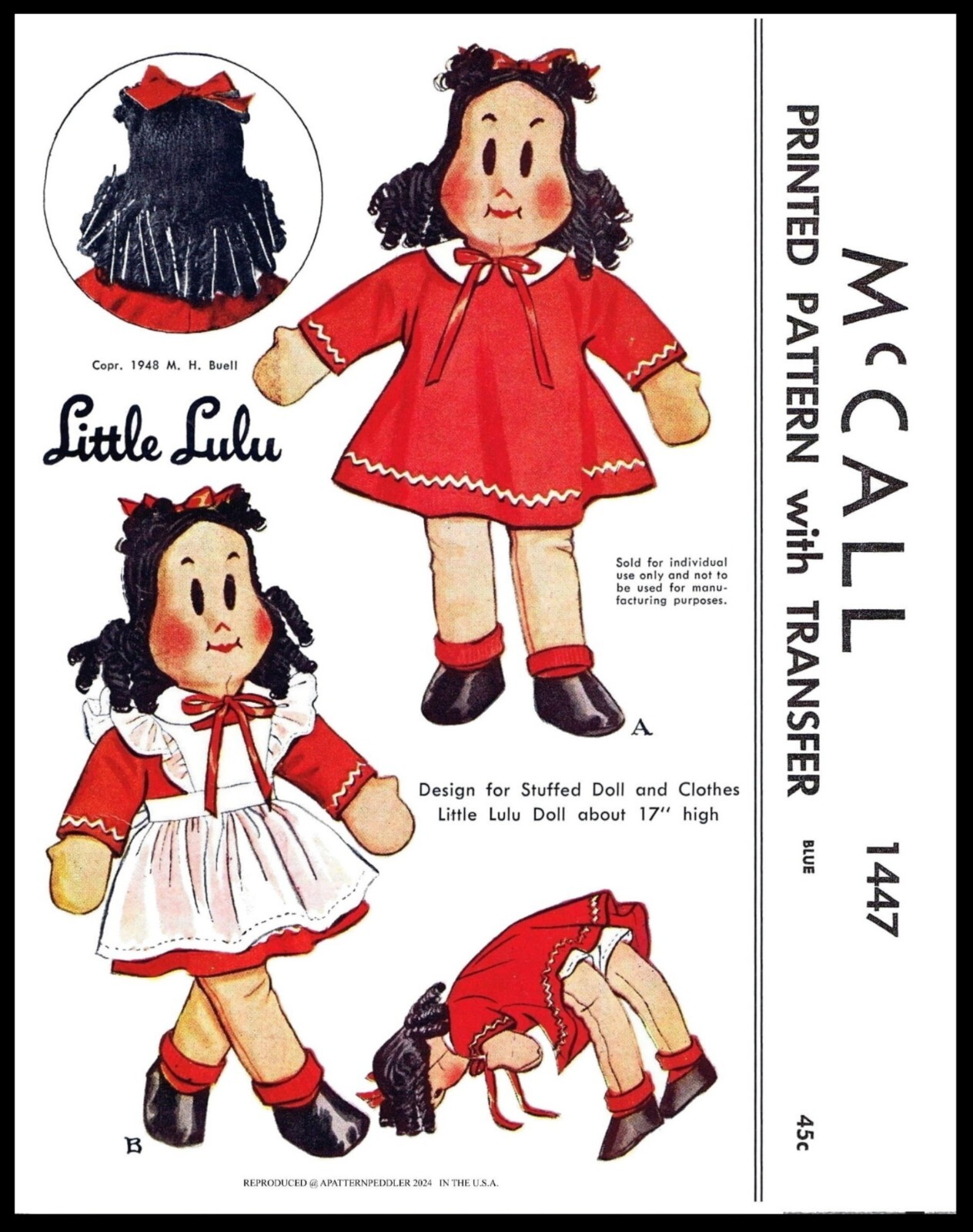 McCall 1447 Pattern Doll LITTLE LULU 17" Tall