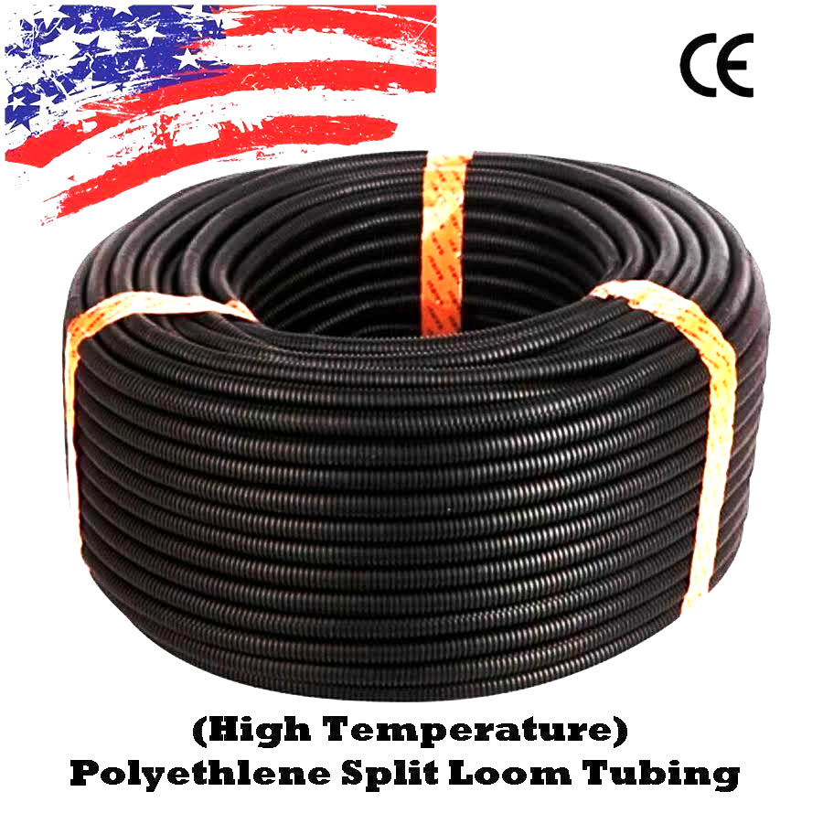 20 Ft. 3/4" Split Wire Loom Conduit Polyethylene Tubing Black Color Sleeve Tube