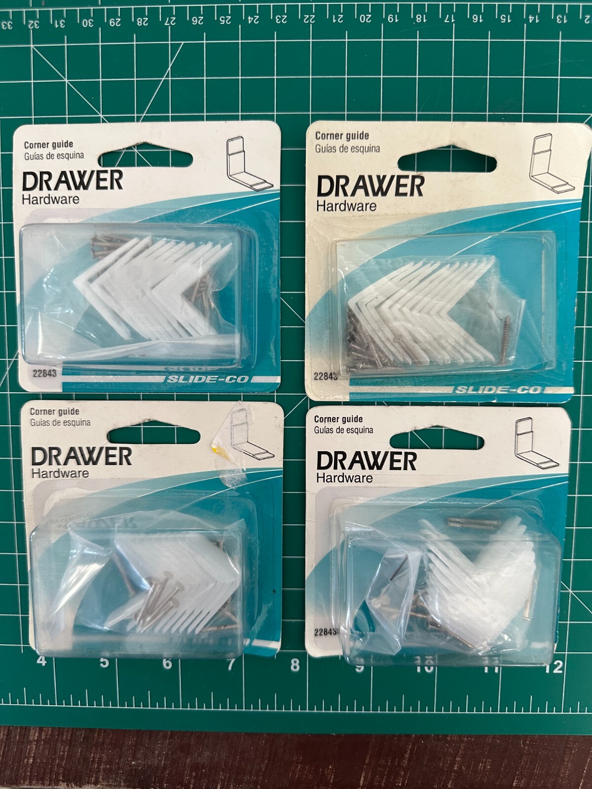 NEW 4-pack lot 10/piece Slide-Co 22843 Nylon L-Angle cabinet Drawer Glides