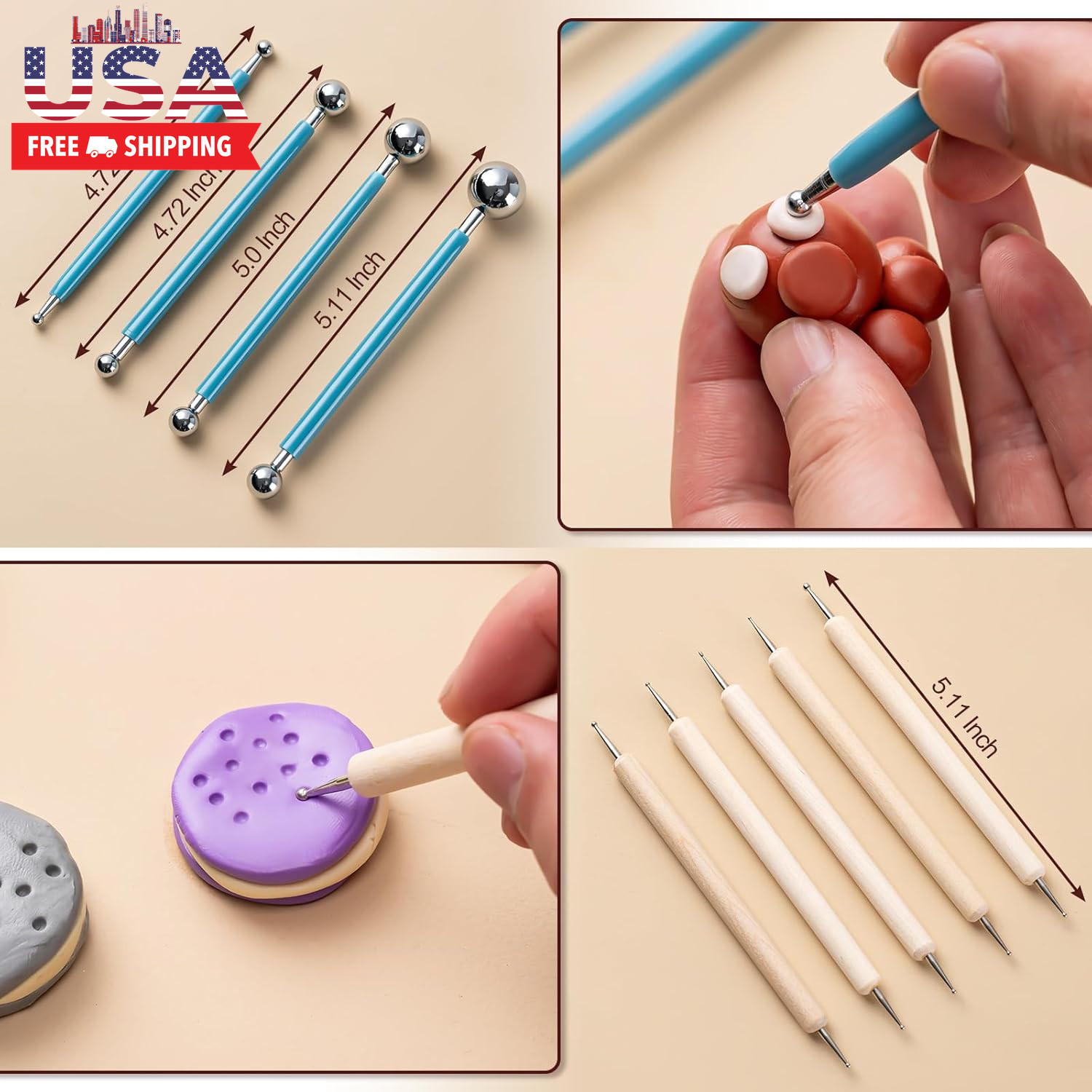 Clay Tools Kit, 27 PCS Pottery Tools, Practical Polymer Clay Sculpting Tools Kit
