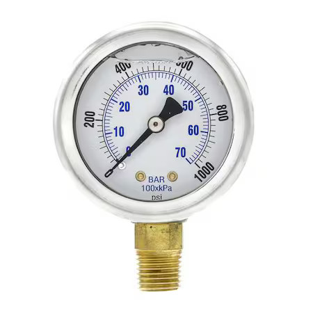 Pic Gauges 201L-204M Industrial Pressure Gauge,  0 To 1, 000 Psi,  2 In Dial,