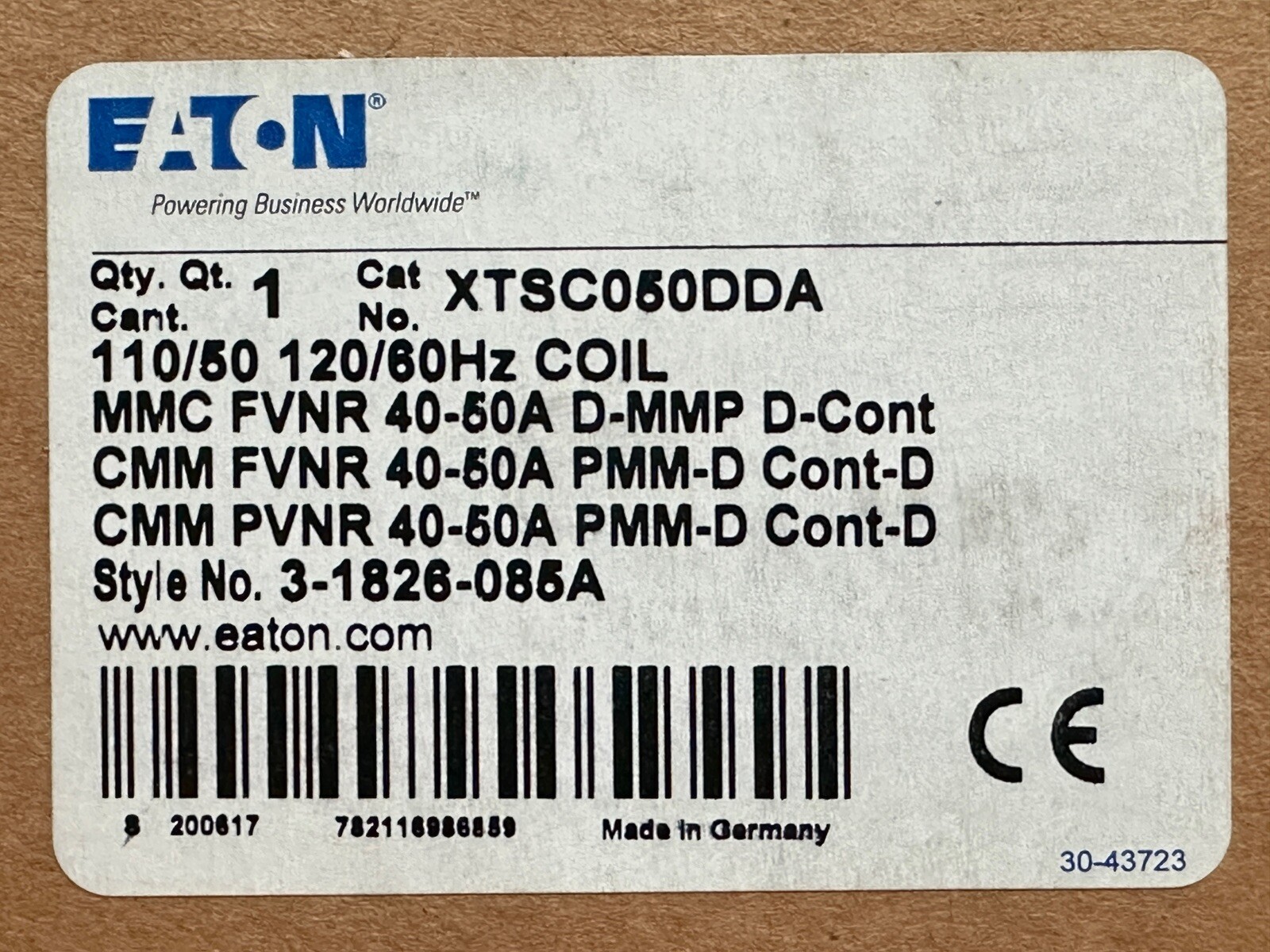 NEW EATON XTSC050DDA Motor Controller XTCE050D 110V/50 120/60 Coil w/ XTPR050DC1