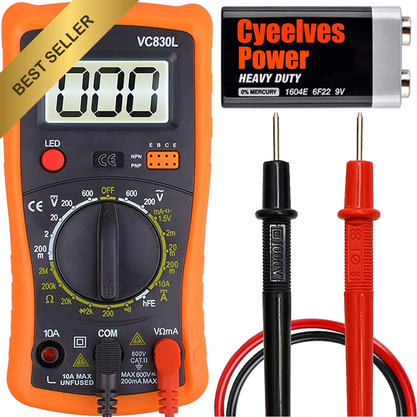 Digital Multimeter AC DC Voltmeter Ohm Amp Tester Backlit Battery Pocket Meter