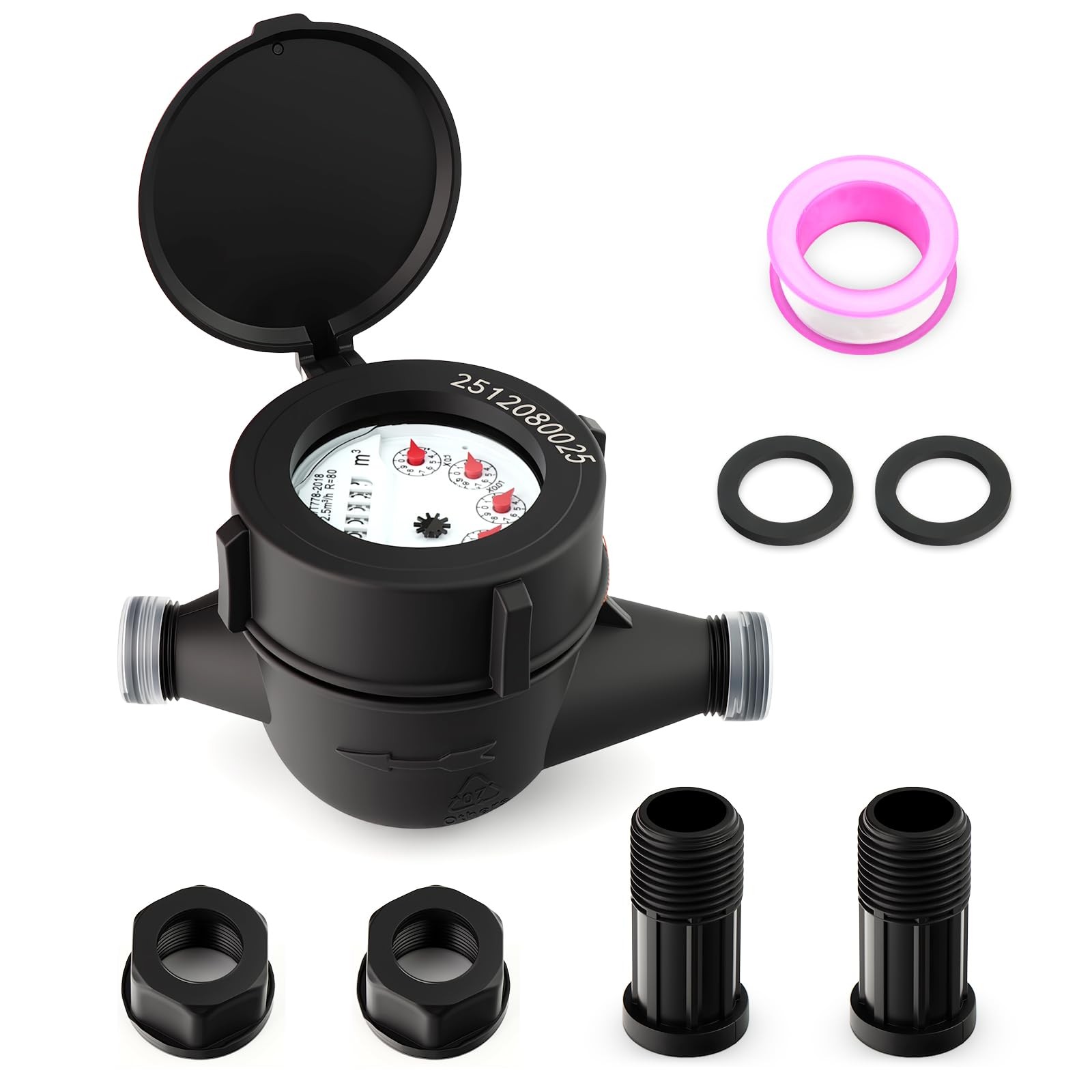 Plastic 1/2 Inch NPT Coupling Cold Water Meter Garden Home Horizontal Install
