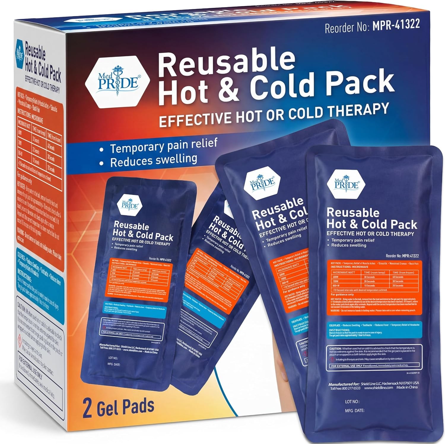 MED PRIDE Reusable Hot and Cold Gel Ice Packs for Injuries Microwavable & Freeze