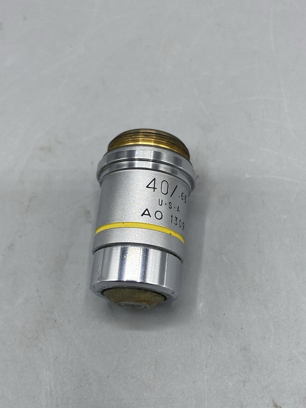 AO American Optical 40/.66 Plan Achromat Microscope Objective USA READ DIRTY
