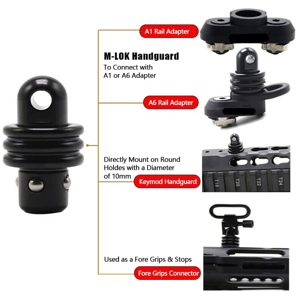 4Pcs Multi-Function QD Adapter Stud Rotating Sling for Swivel Mount Quick Detach