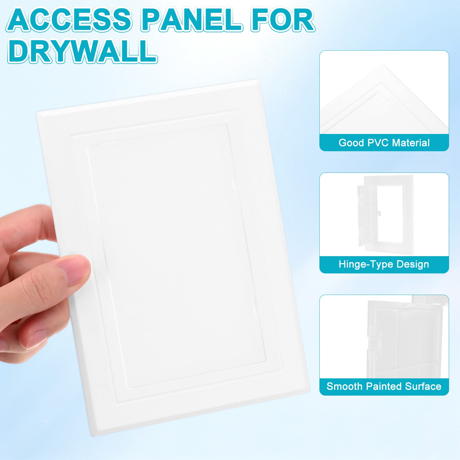 2-Pack Access Panel for Drywall, 3.7x6" Plastic Wall Hole Covers [White]