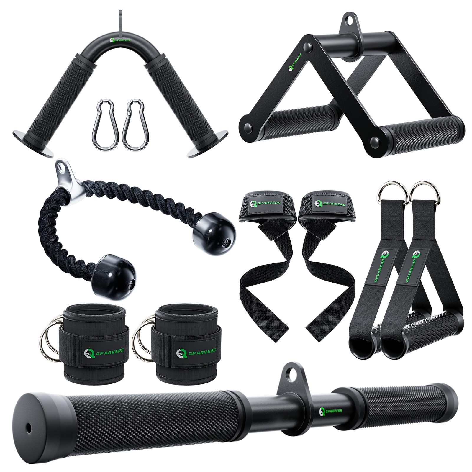 Cable Machine Attachment Set LAT Pulldown Bars Ropes Handles for Home Gym