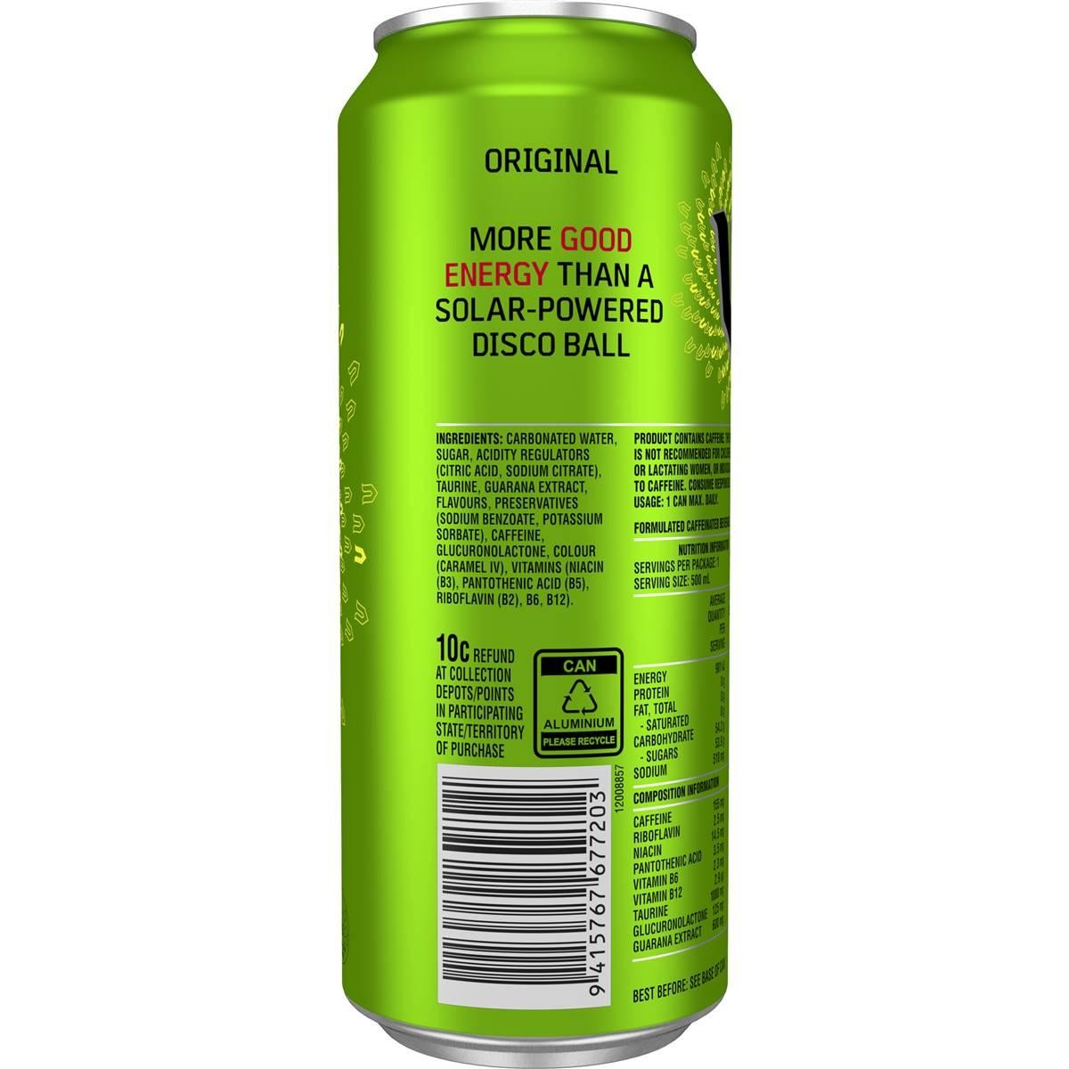 V Original Guarana Energy Drink Can 500ml