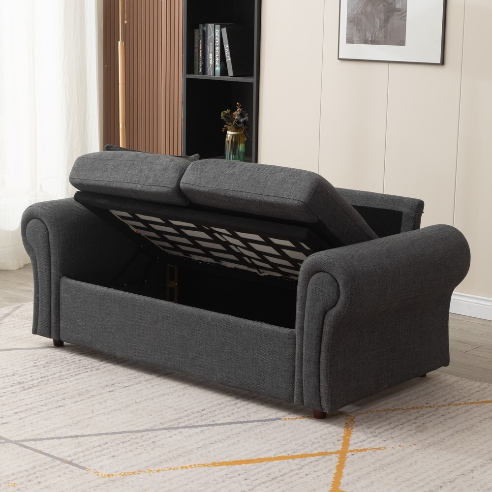 2 / 3 Seater Sofa with Storage Solution Linen Fabric Couch Love Seat Settee