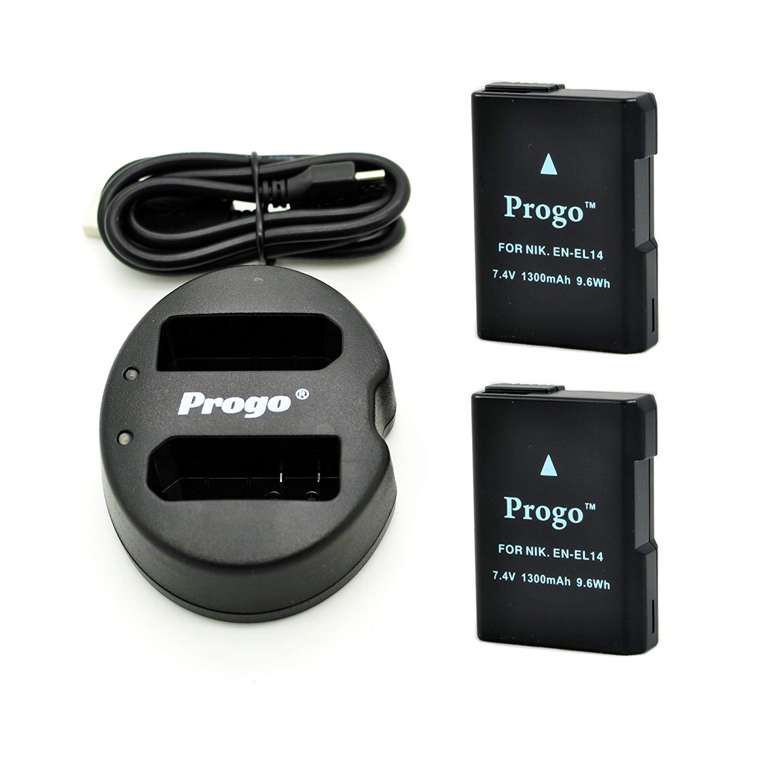 2x Battery and Dual USB Charger for Nikon EN-EL14 D3200 D3300 D5100 D5200 D5300