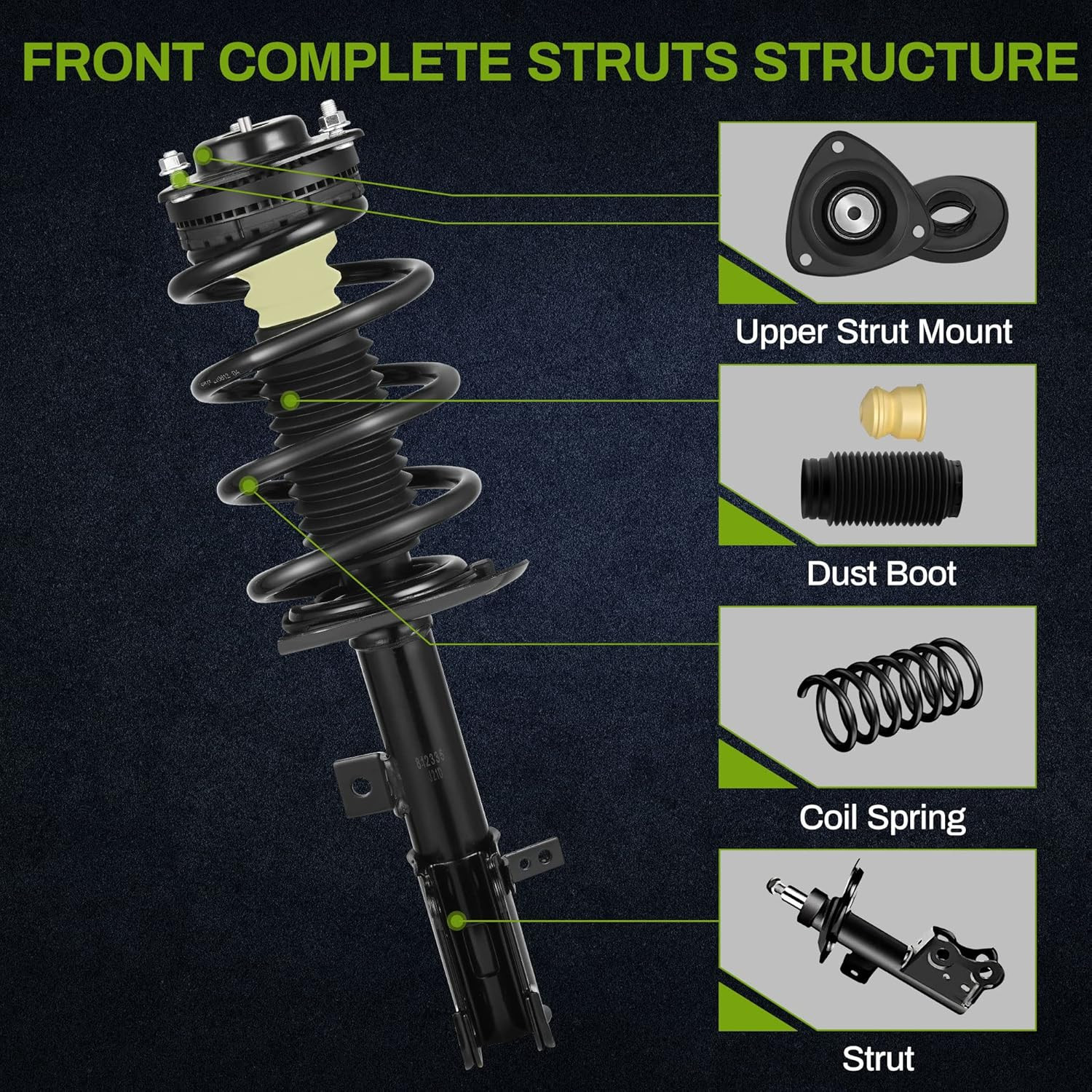 Front Pair Complete Struts Shocks Assembly Compatible with 2009-2019 Journey V6