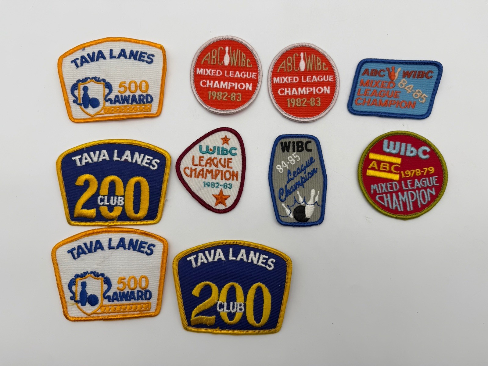 Bowling League Vintage 10 Patches Lot - Women's ABC WIBC & TAVA Lanes
