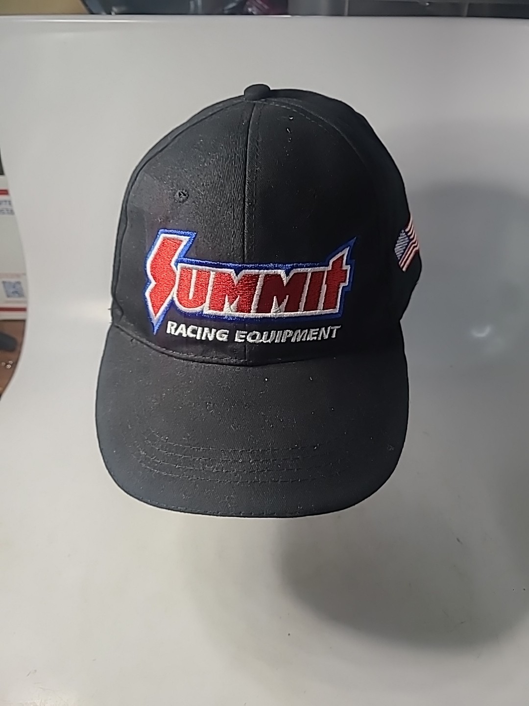 Summit Racing Equipment Black Cap Hat Red White Blue accents 50 year patch EUC