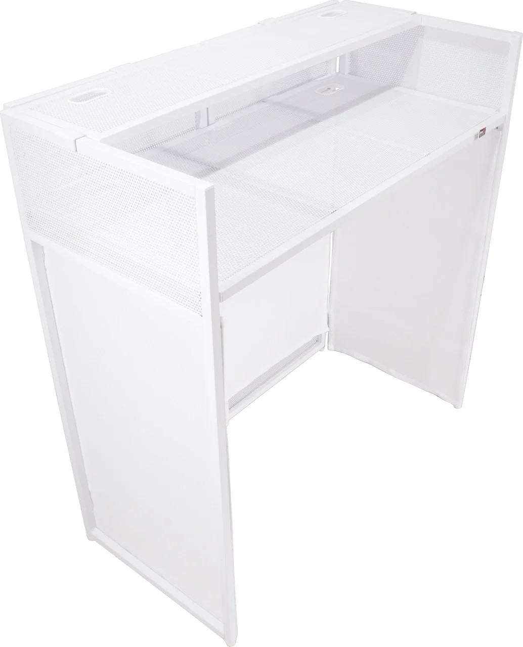 VISTA DJ Booth Facade Table Station with White / Black Scrim kit and Padded T...