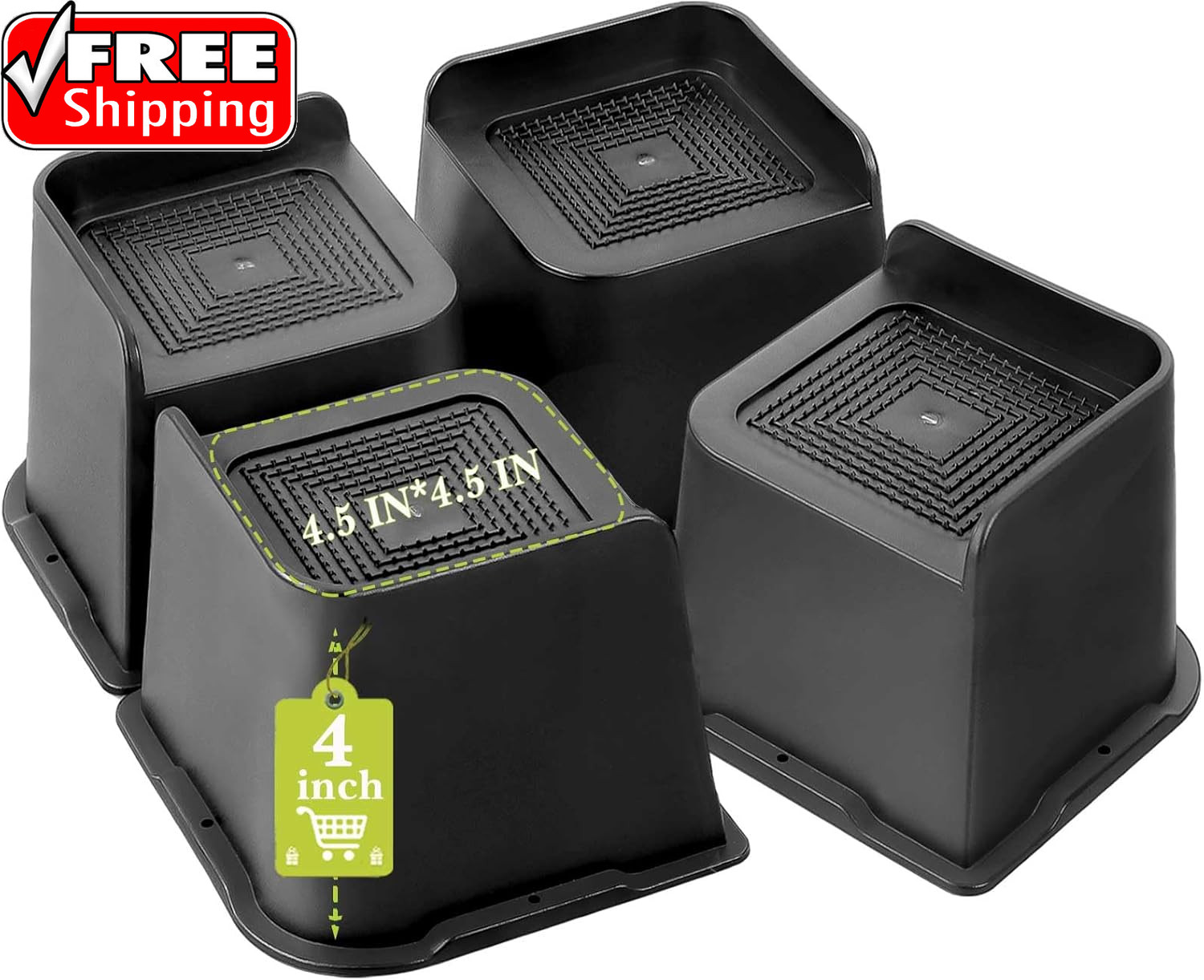 Bed Risers 2 Inch, 3 Inch, 4 Inch, 6 Inch, 8 Inch Heavy Duty, Oversized Furnitur