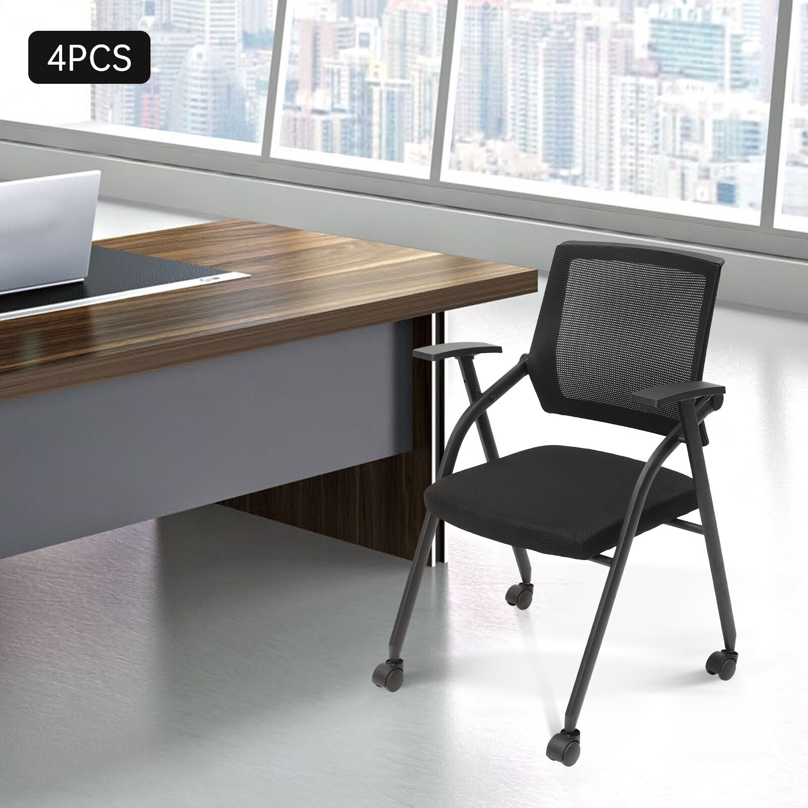 4 Pack Office Chairs on Wheels Ergonomic Mesh Bouncing Back Office Chair