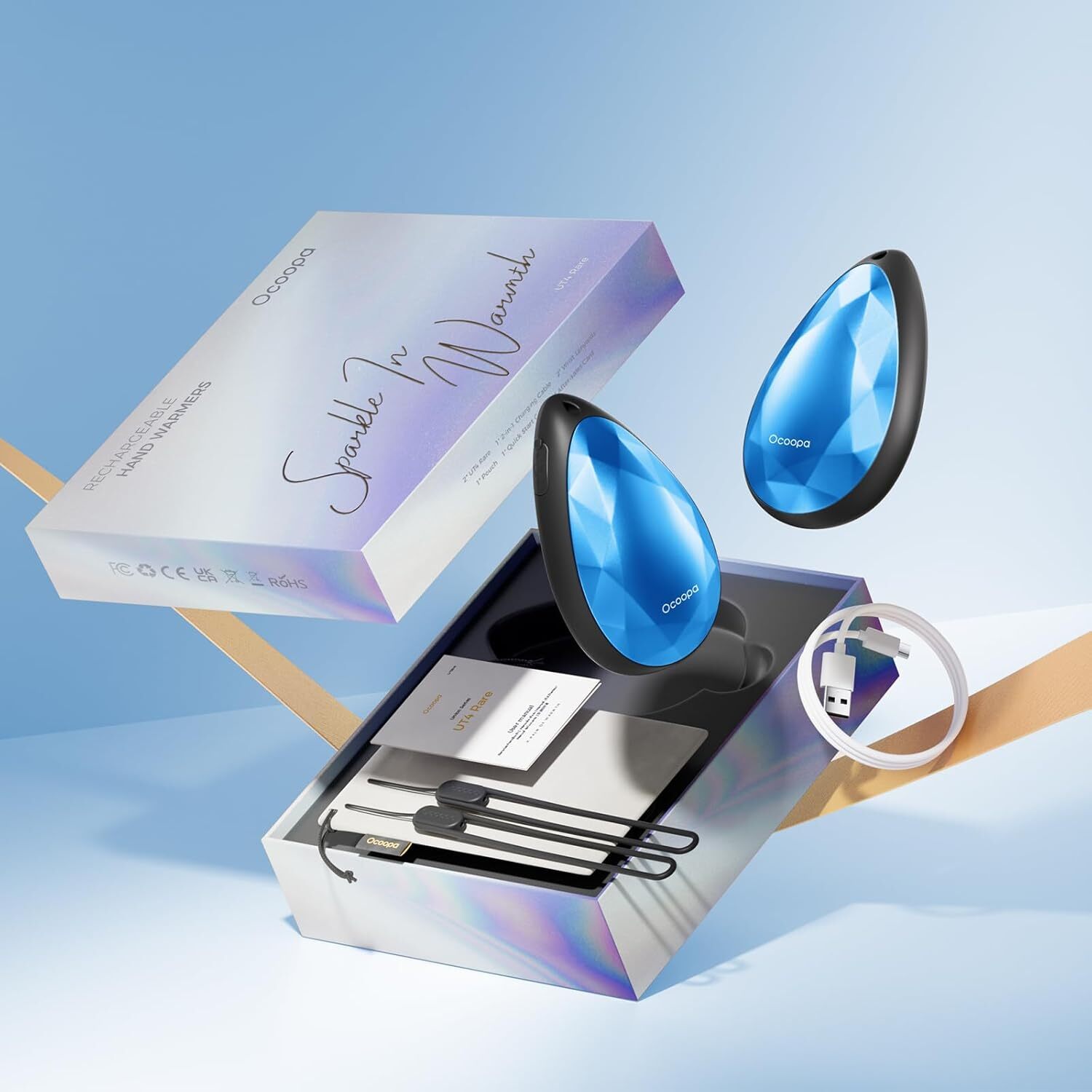 OCOOPA Diamond-Shape Magnetic 2in1 Rechargeable Hand Warmers Christmas Gift box