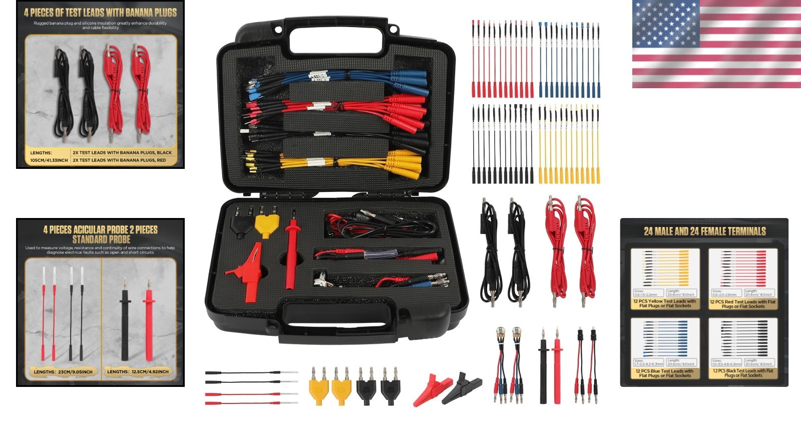 Comprehensive 68PCS Multimeter Kit - High Voltage Alligator Clips & Probes