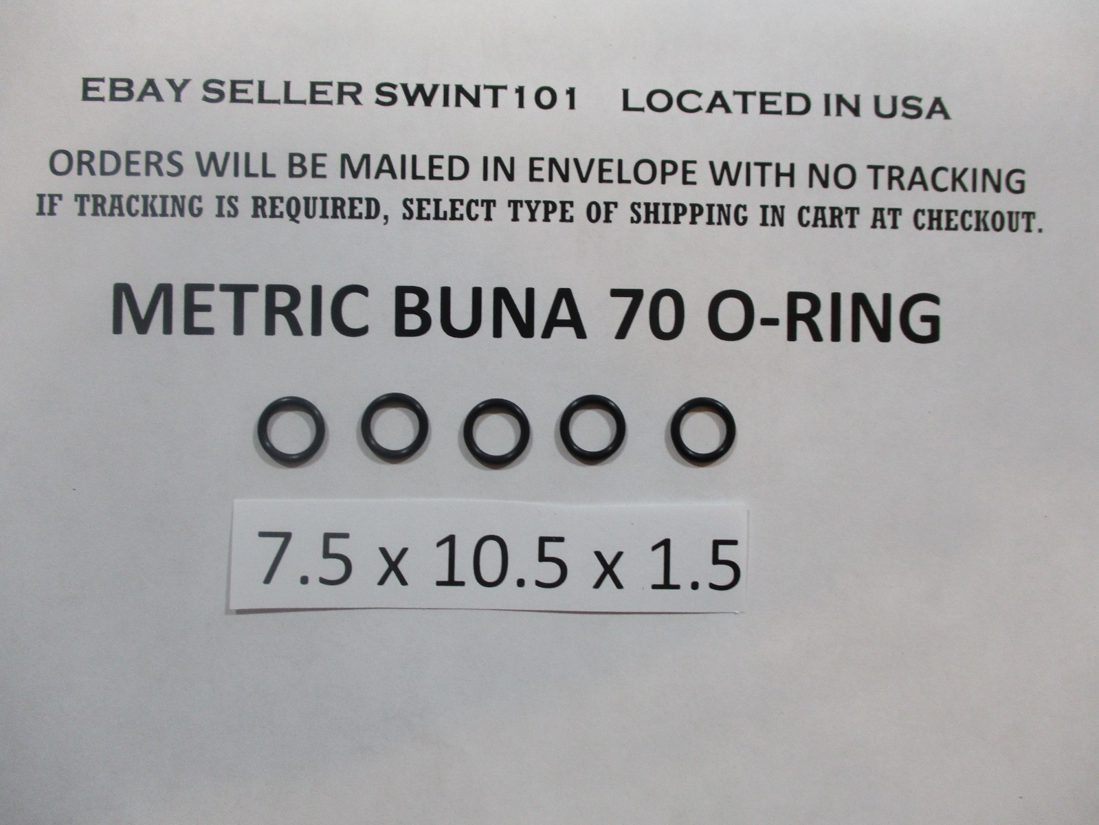7.5mm ID X 10.5mm OD x 1.5mm thick O-ring. JIS S8 Buna-70.   Quan 5.
