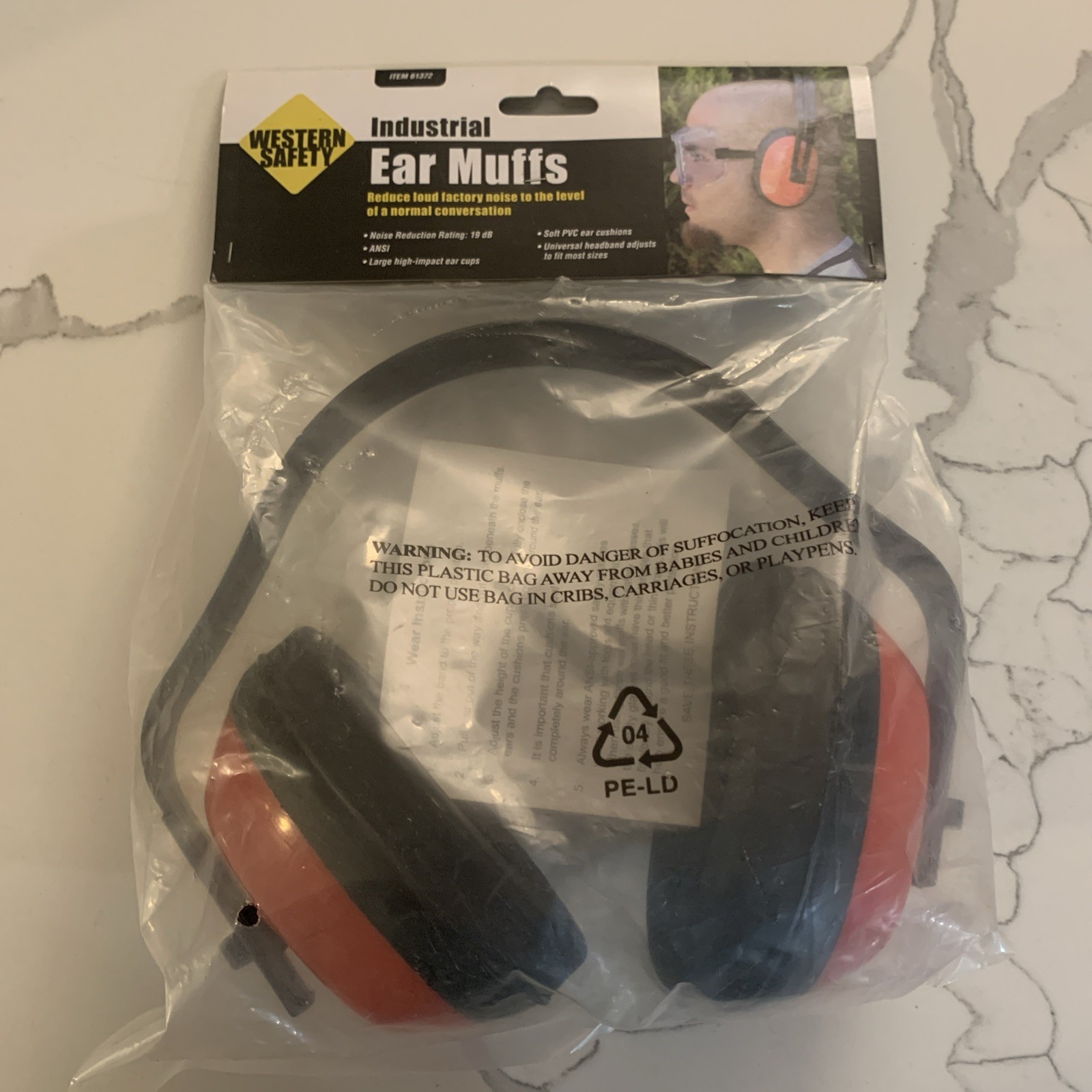 WESTERN SAFETY Unisex Adult Noise Reducing Industrial EAR MUFFS One Size RED NEW