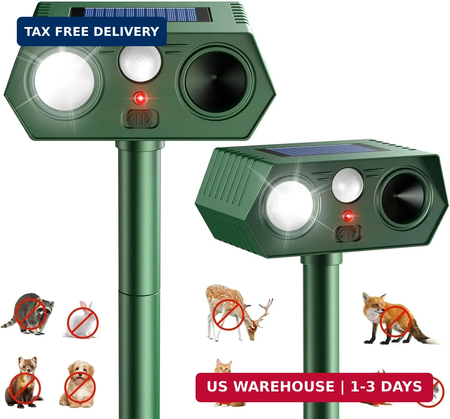 2026 Upgraded Solar Ultrasonic Animal Repeller Outdoor, Waterproof With Flash L.