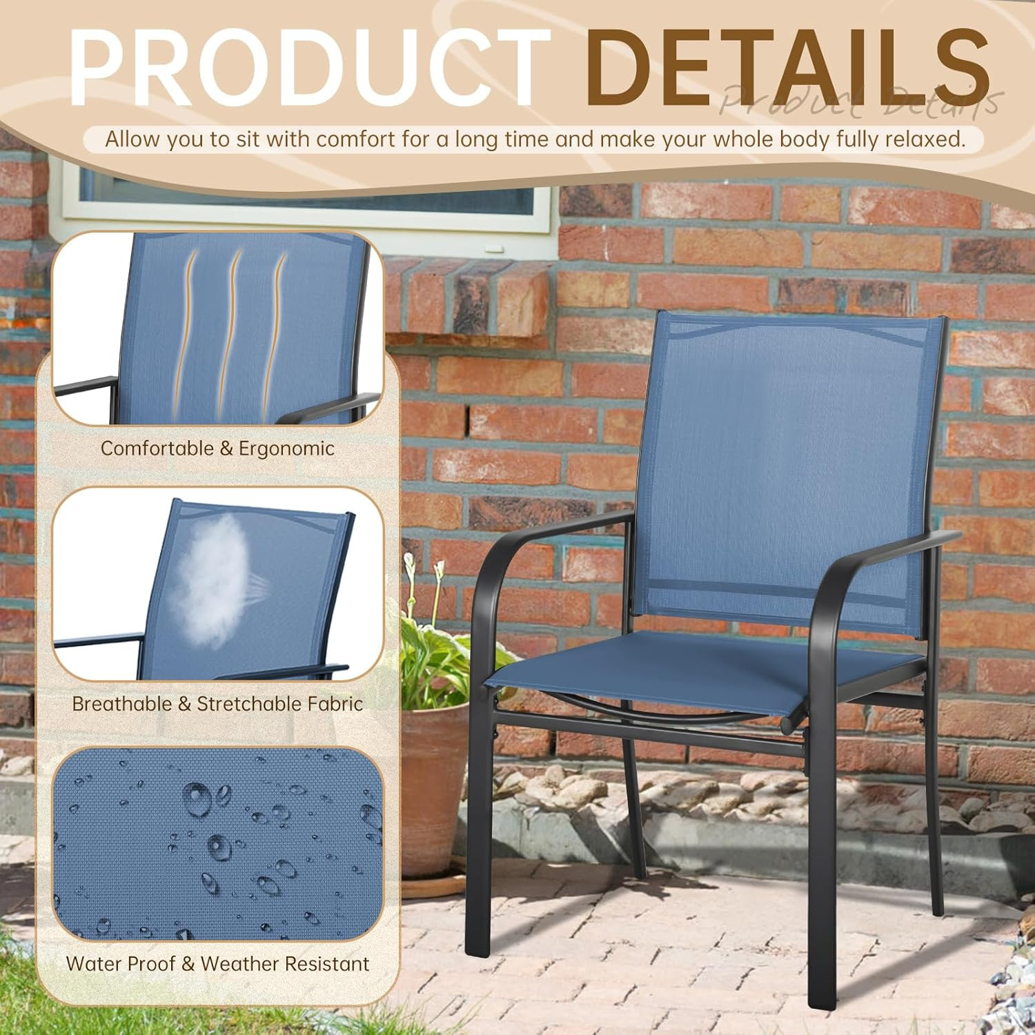 SUNCROWN 7 - Piece Outdoor Dining Set, Patio Furniture Set with 6 X Textilene Di