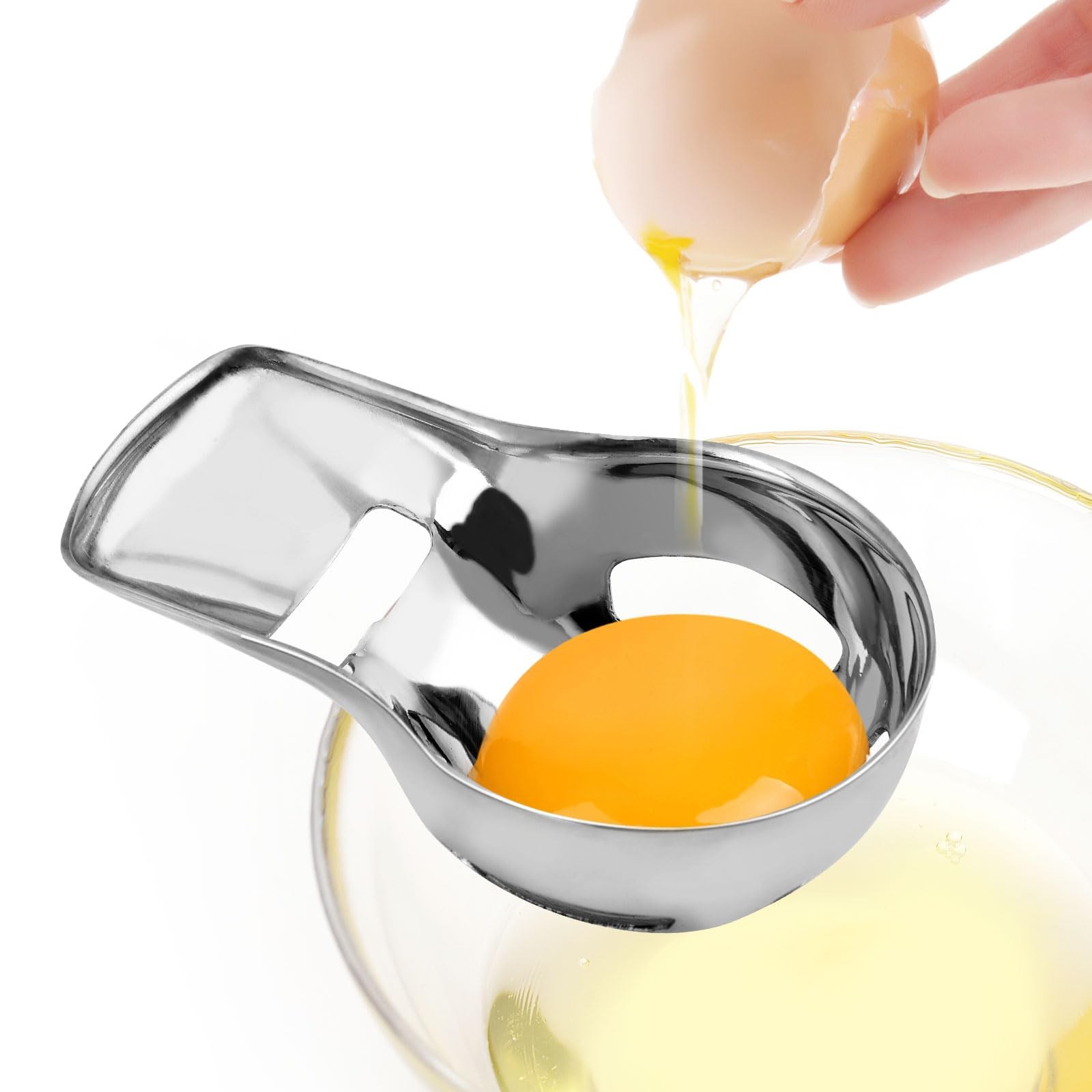 Egg Yolk Separator, Raw Stainless Steel Divider White M, Silver