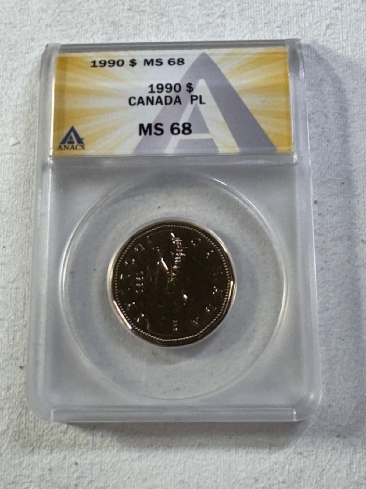 1990 Canada 1 Dollar Loonie Proof Like Graded MS 68 by ANACS