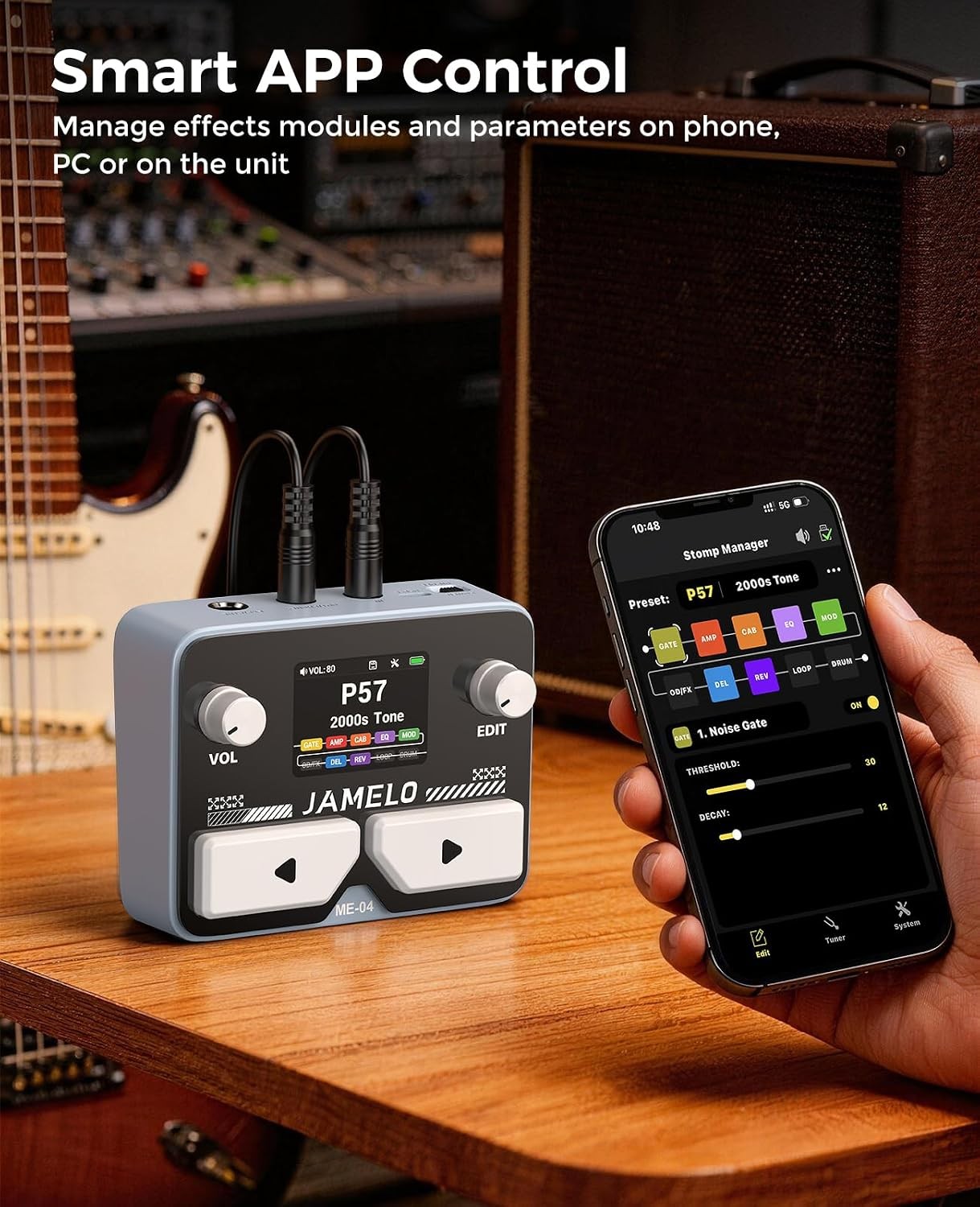 Pocket Guitar Multi Effects Pedal, with 125 Effects, 99 Presets, 30 Amp Modeling