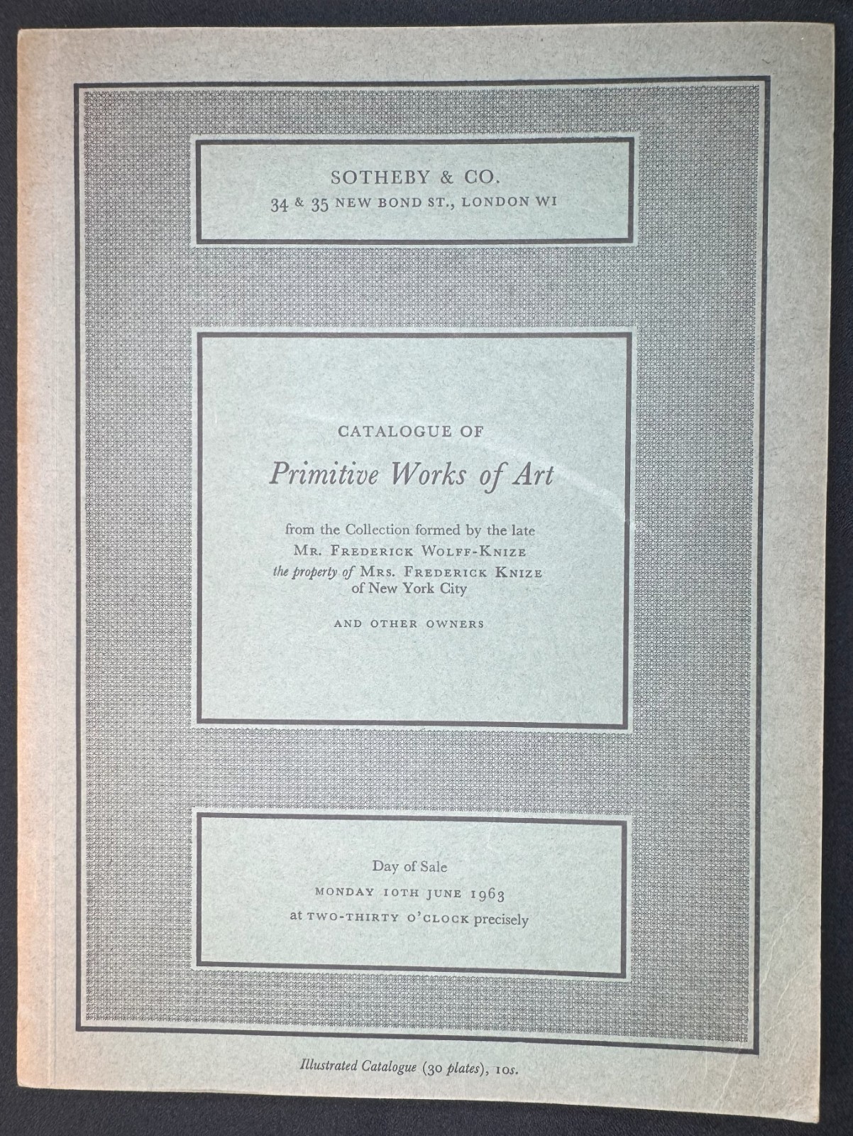 Catalogue of Primitive Works of Art June 1963 PB Sotheby & Co 30 plates +Bonus