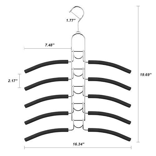 Mastom 2 Pack 5 in 1 Space Saving Hangers Multilayer Metal Clothes Hanger Space