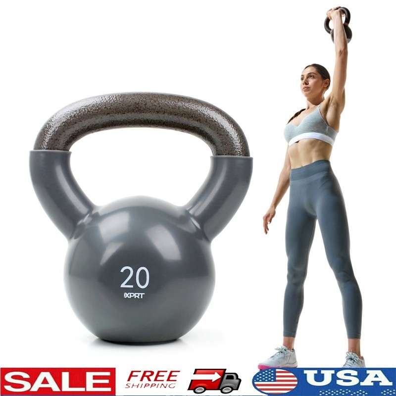 20 lb Vinyl Kettlebell Fitness Training Home Gym Strength Balance Core Exercises
