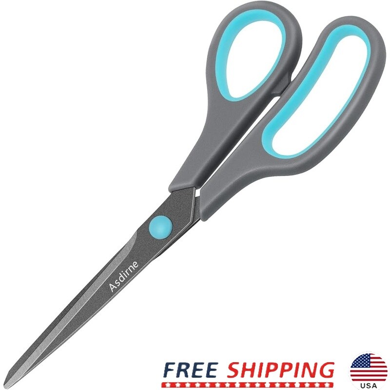 Teflon Coated Scissors Stainless Steel Blades Soft Grip Multi-Purpose Use