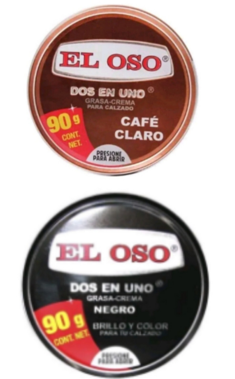 OSO Grasa - 2pk Crema Dos en Uno  Color Negro i cafe 90g each