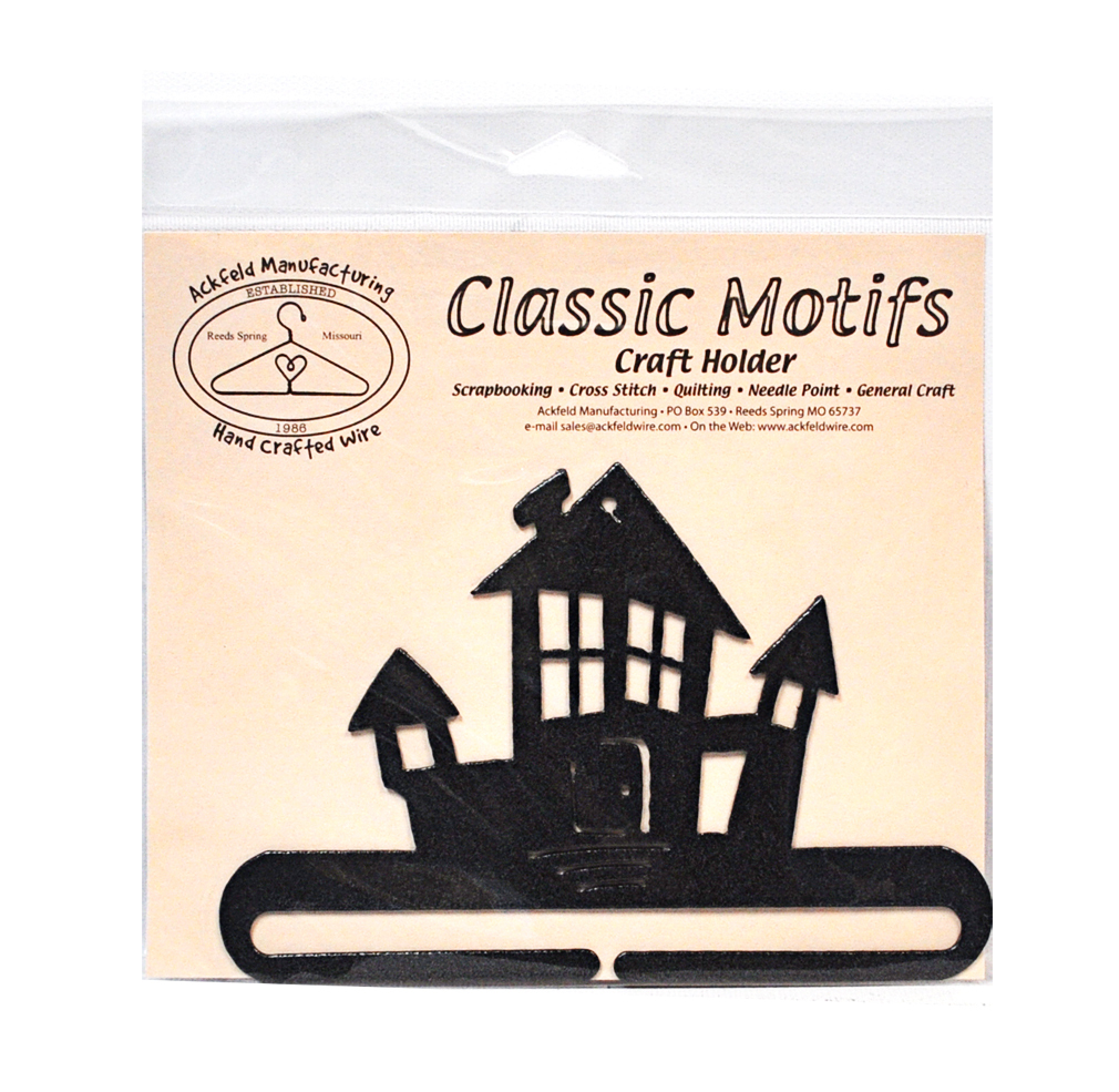 Classic Motifs Haunted House 6 Inch Charcoal Split Bottom Craft Holder