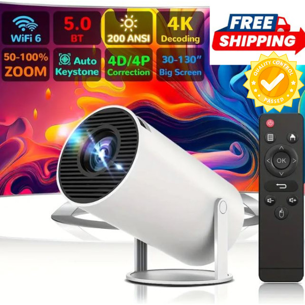 4K Mini Projector 1080P WiFi Bluetooth UHD Portable Theater Home 3000 Lumen LED