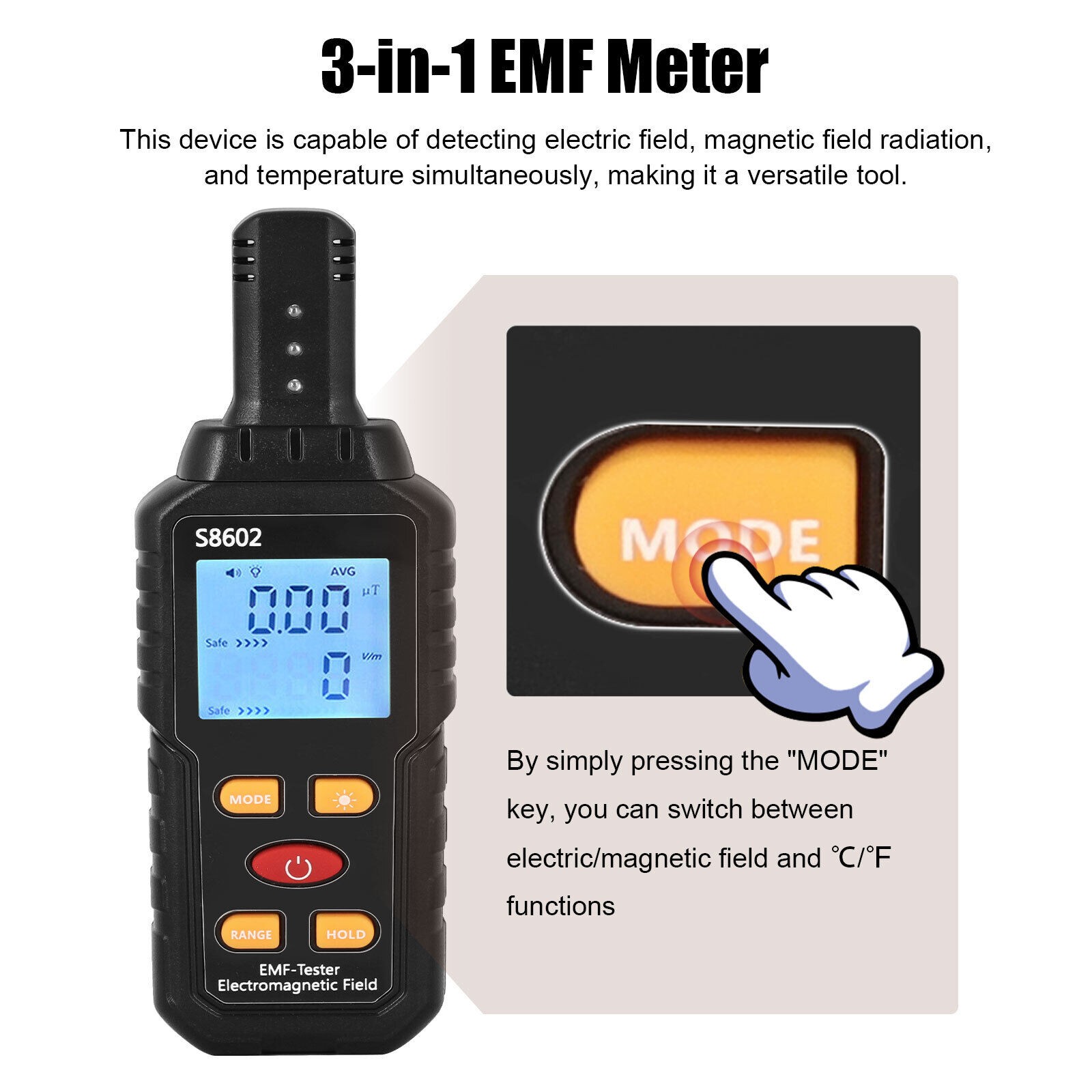1*Mutilfunction Radiation Detector Dosimeter EMF Meter Electromagnetic Tester