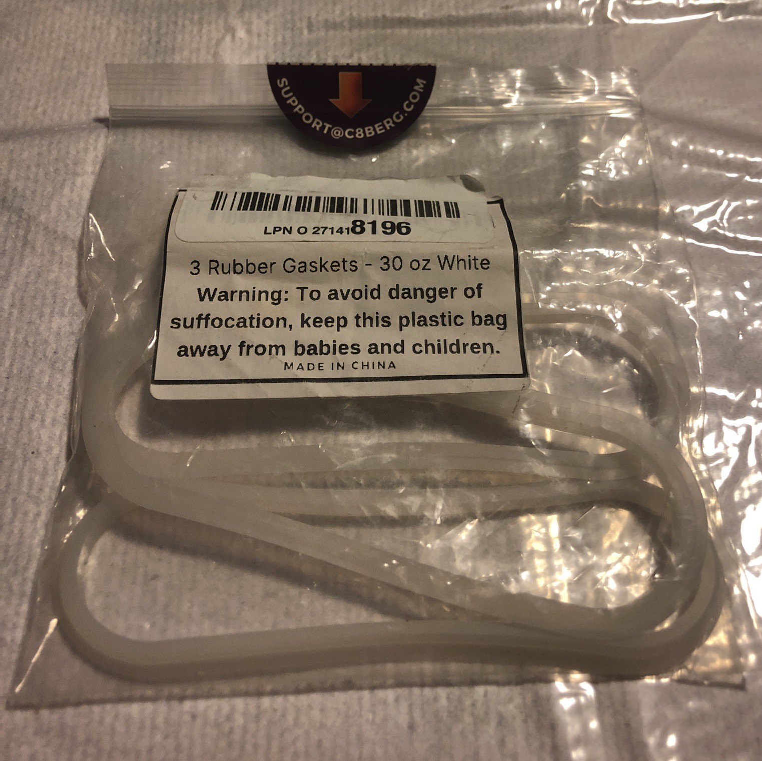 3 Rubber Gaskets 30oz White