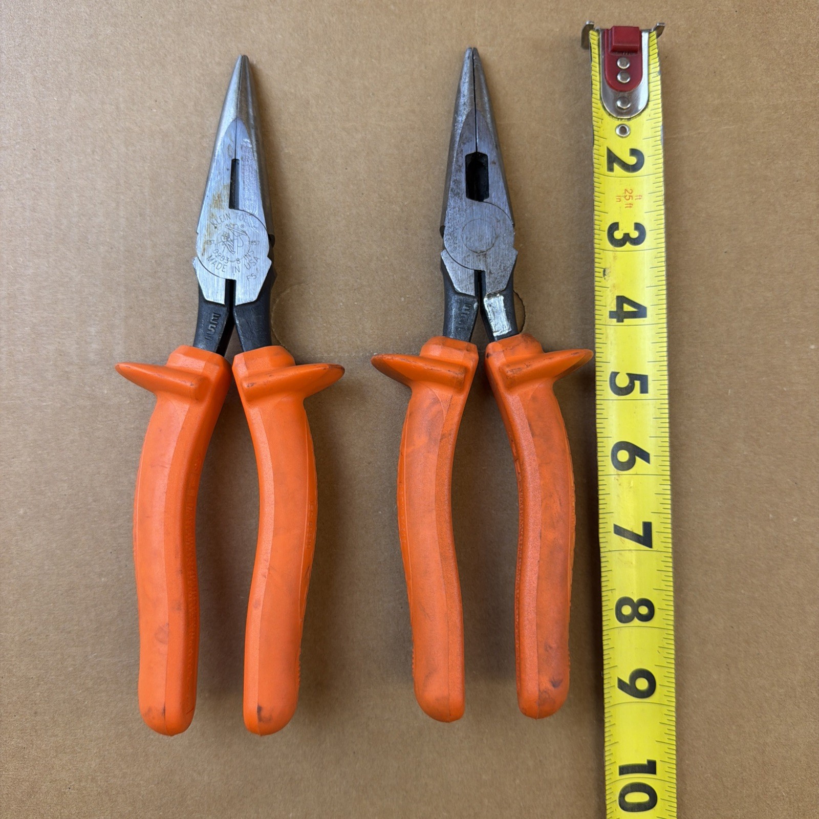 2 KLEIN TOOLS Set D203-8N-INS Needle Nose Plier,8-7/8" Lot Or Pair