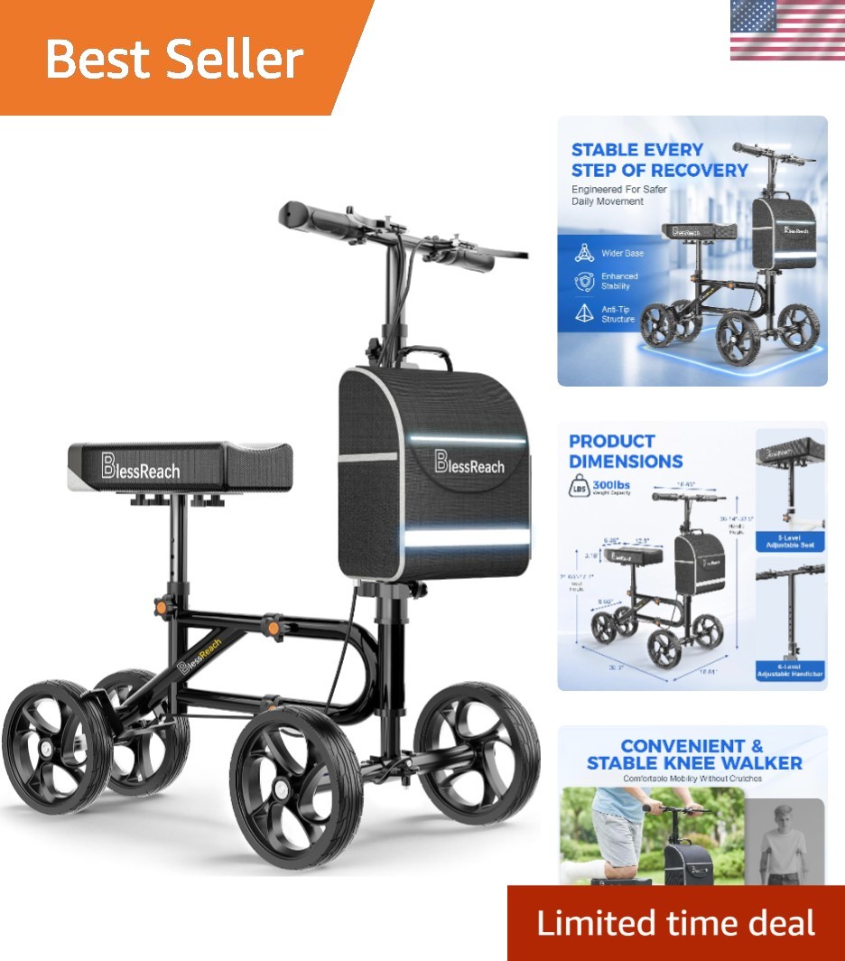 Economy Knee Scooter Steerable Knee Walker for Foot Injuries Compact Crutch A...
