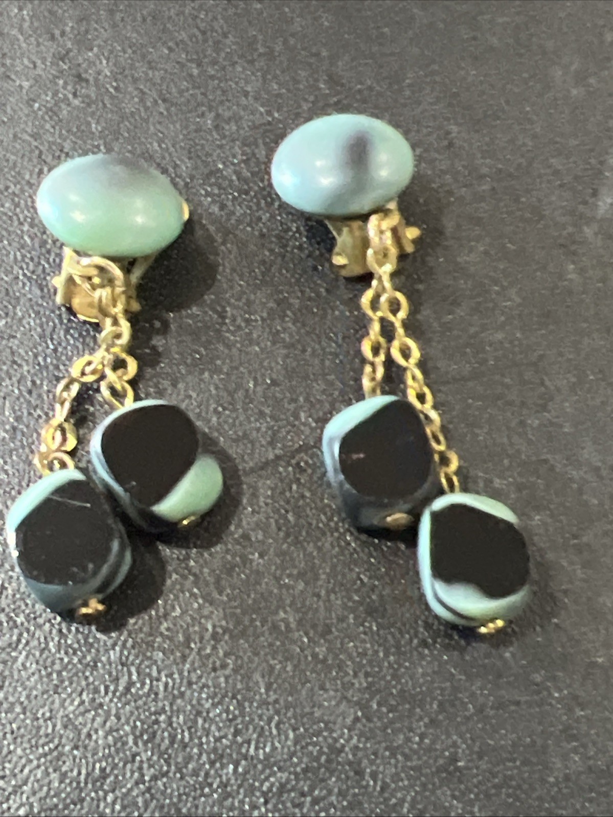 austria clip earrings Lucite/plastic