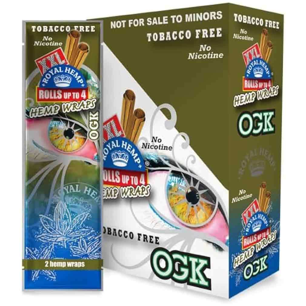 XXL Hemp Rolling Papers OGK Flavor Hemparillo (2 Per Pack, 25 Packs Per Box)