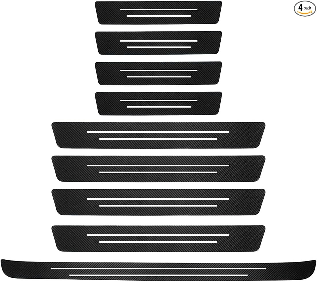 Door Sill Protector, Anti-Scratch Carbon Fiber Trunk Door Sill Protection Door E
