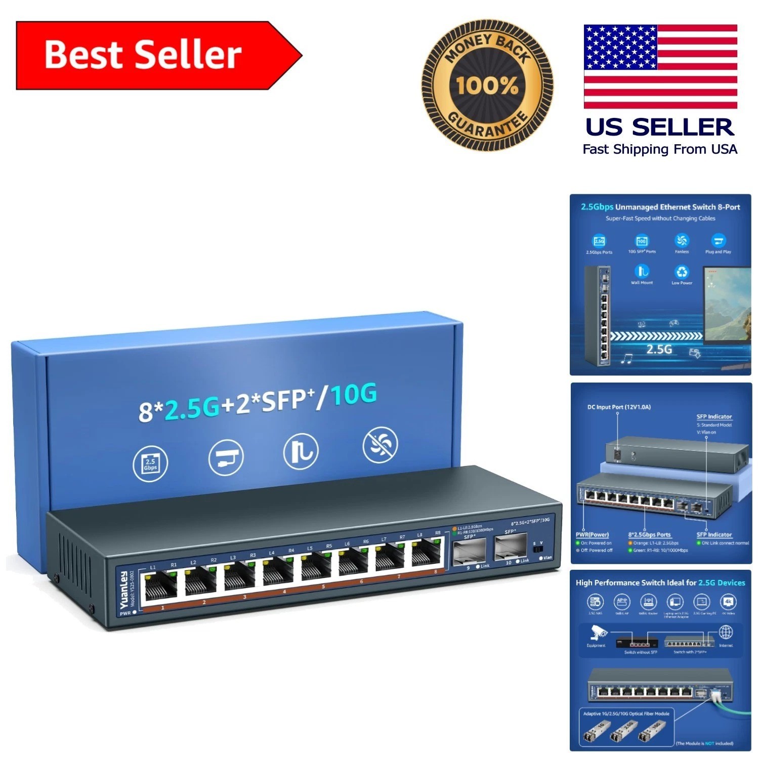 8 x 2.5G + 2 x 10G SFP Network Switch for High-Speed Gaming & NAS Solutions